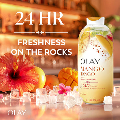 Olay Body Wash for Women, 24/7 Skin-Loving Freshness, Miami Mocktails, Plant Based Cleansers, Vitamin B3 & Antioxidant Blend, For All Skin Types, Mango Tango with Mango & Hibiscus Scent, 22 fl oz - Deeunta Domain