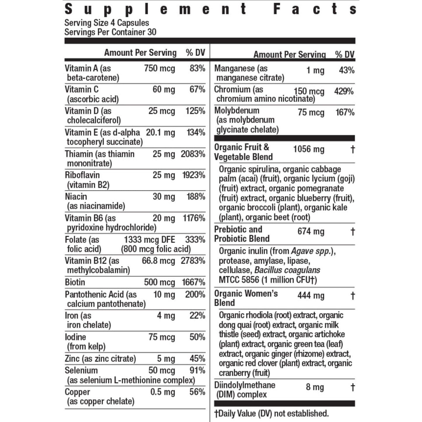 Rainbow Light Certified Womens Multivitamin, Multivitamin Supplement, 120 Caps (Pack May Vary)