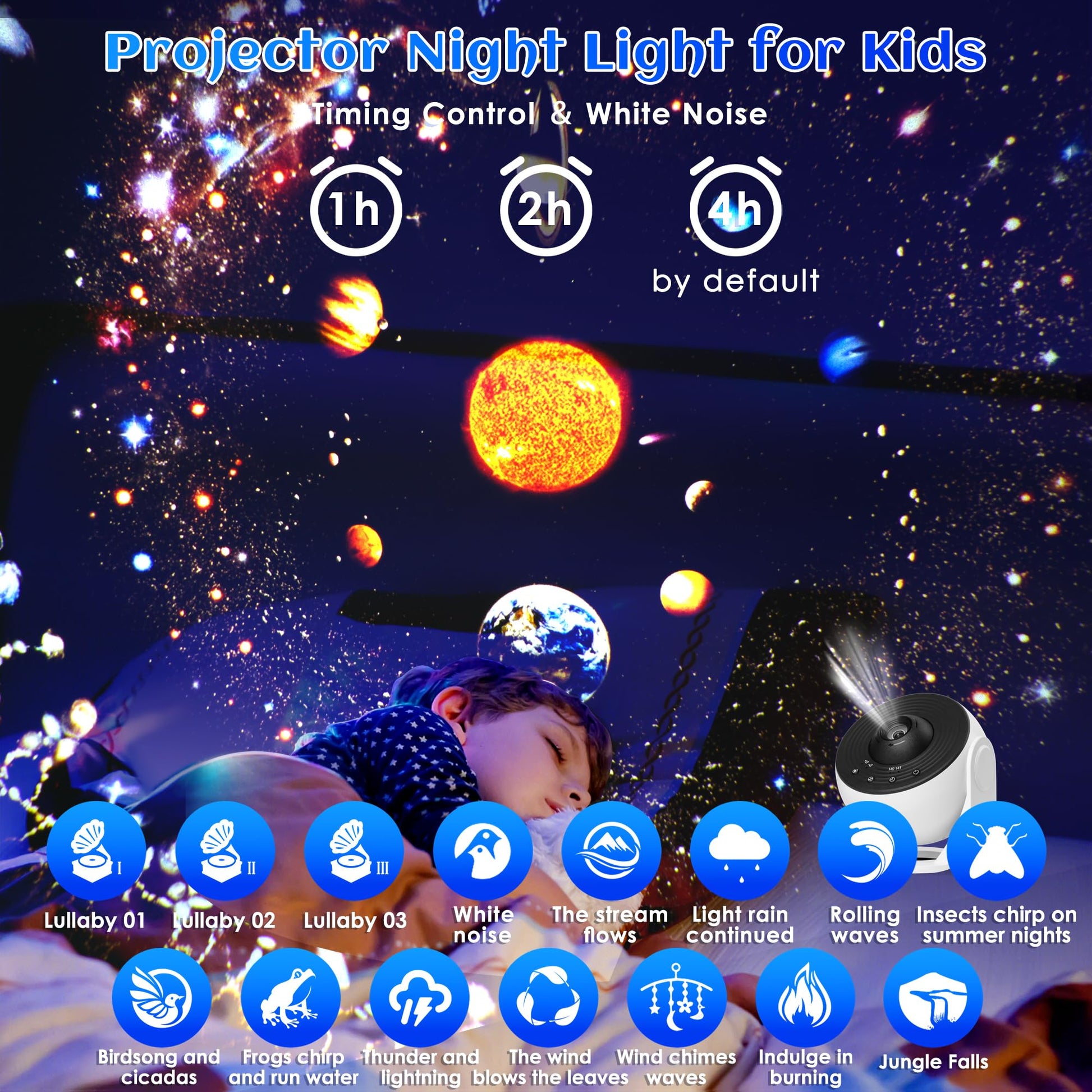 Galaxy Projector for Bedroom Pro Version, HD 12 in 1 Film Discs Star Projector Galaxy Light, Planetarium Projector with Timer, White Noise, 360 ° Rotation, Bluetooth, Remote Control - Deeunta Domain