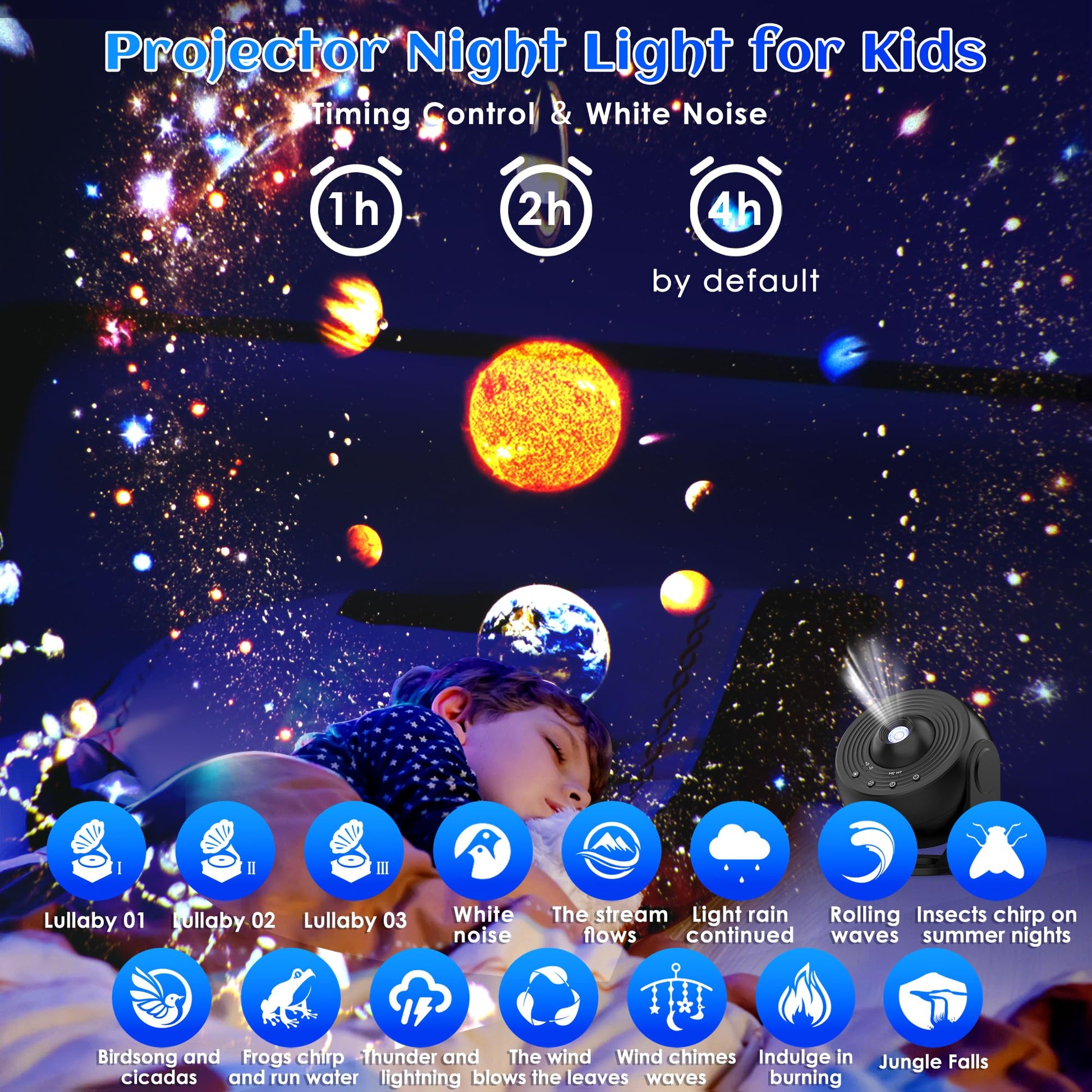 Galaxy Projector for Bedroom Pro Version, HD 12 in 1 Film Discs Star Projector Galaxy Light, Planetarium Projector with Timer, White Noise, 360 ° Rotation, Bluetooth, Remote Control - Deeunta Domain