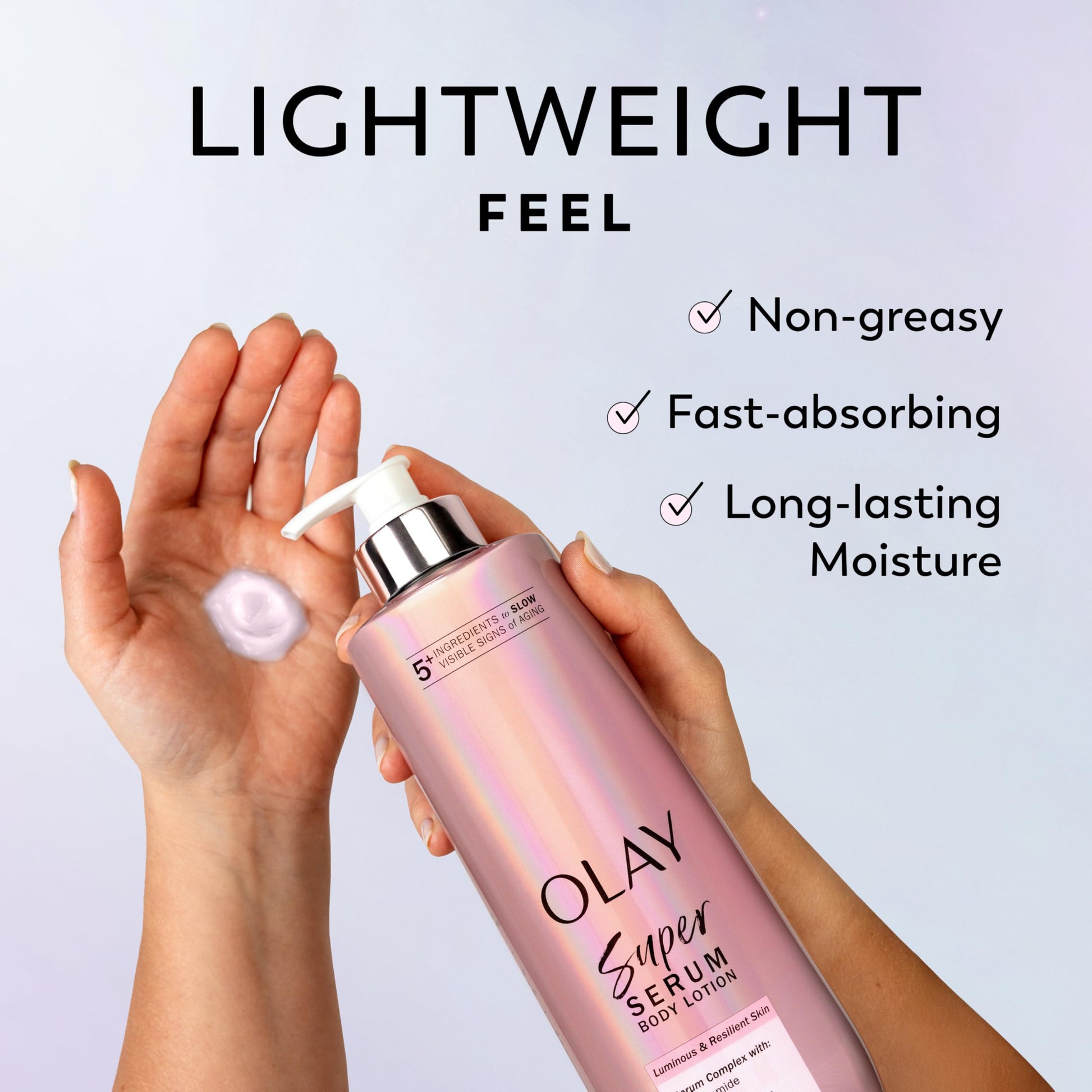 Olay Super Serum Hand & Body Lotion for Dry Skin, 24hr Long Lasting Hydration, 5+ Ingredient Complex for Bright Even Firm Luminous Skin, Sweet Vanilla & Soft Wood Scent, 18.5 fl oz - Deeunta Domain