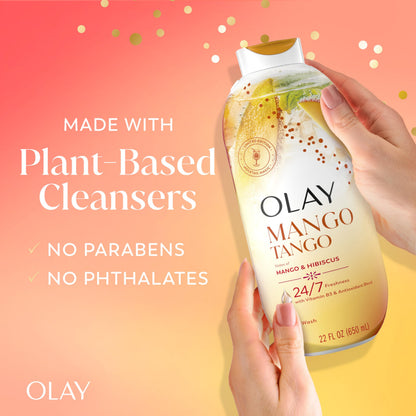Olay Body Wash for Women, 24/7 Skin-Loving Freshness, Miami Mocktails, Plant Based Cleansers, Vitamin B3 & Antioxidant Blend, For All Skin Types, Mango Tango with Mango & Hibiscus Scent, 22 fl oz - Deeunta Domain