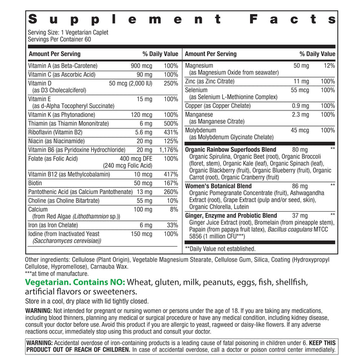 Rainbow Light Certified Womens Multivitamin, Multivitamin Supplement, 120 Caps (Pack May Vary)