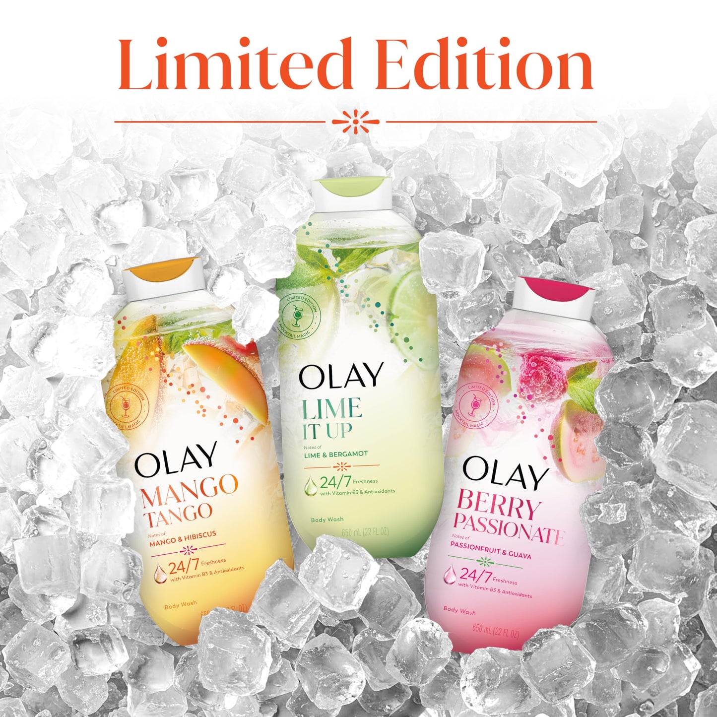 Olay Body Wash for Women, 24/7 Skin-Loving Freshness, Miami Mocktails, Plant Based Cleansers, Vitamin B3 & Antioxidant Blend, For All Skin Types, Mango Tango with Mango & Hibiscus Scent, 22 fl oz - Deeunta Domain