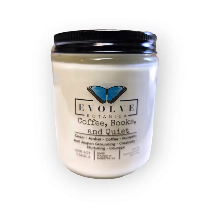 Wood Wick Gem Soy Candle - Coffee, Books, & Quiet Scented Candle (Jasper) by Evolve Botanica