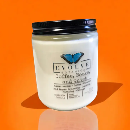 Wood Wick Gem Soy Candle - Coffee, Books, & Quiet Scented Candle (Jasper) by Evolve Botanica