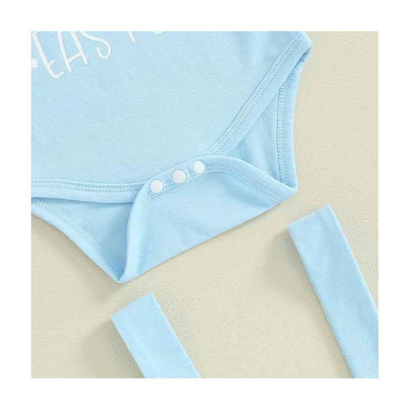 3pcs Set Baby Costume Set, Long Sleeved Letter Rabbit Print Jumpsuit, Carrot Print Suspender Pants, Hat Set by Creativegiftsdirect