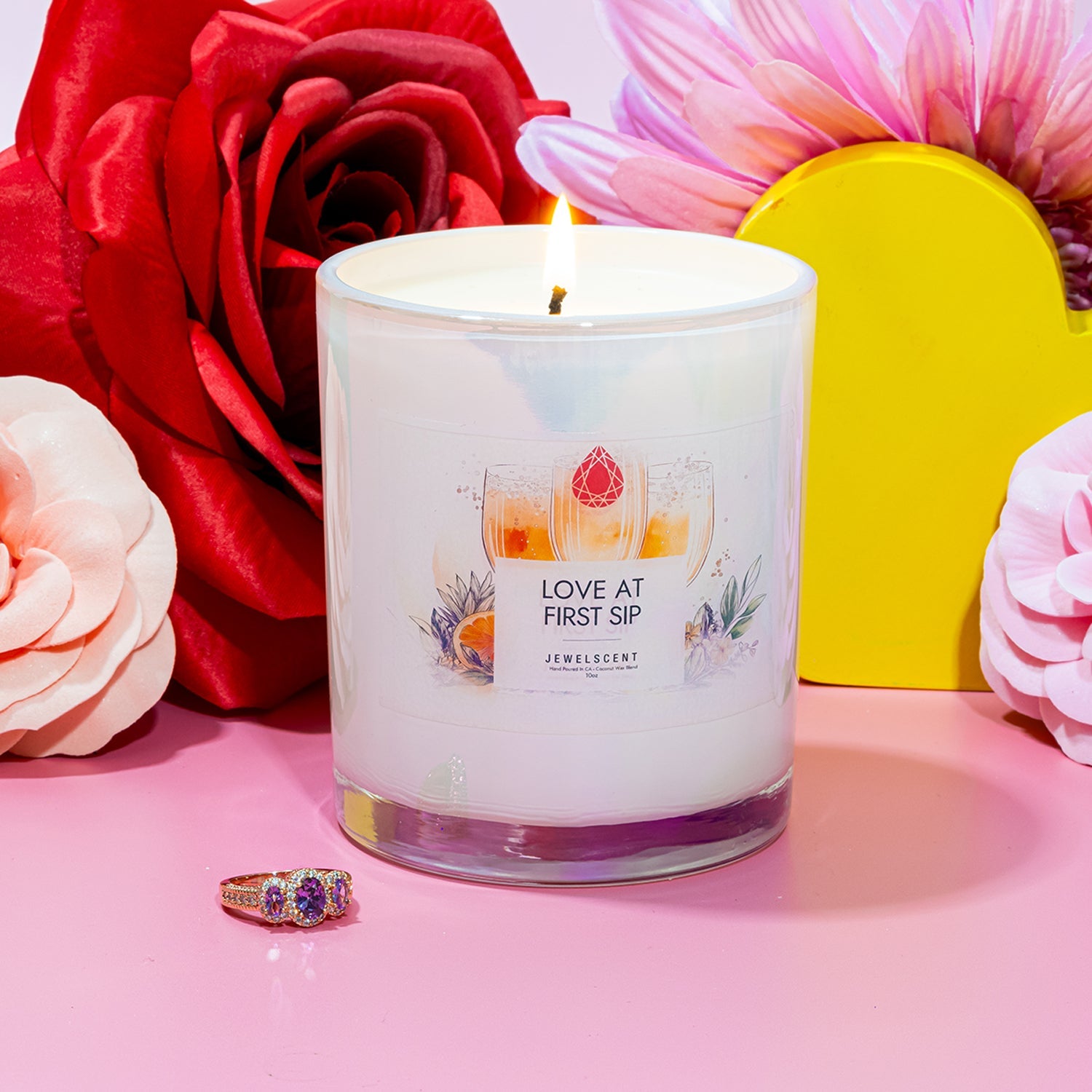 Love At First Sip Iridescent Jewelry Candle 10oz Signature Collection by JewelScent