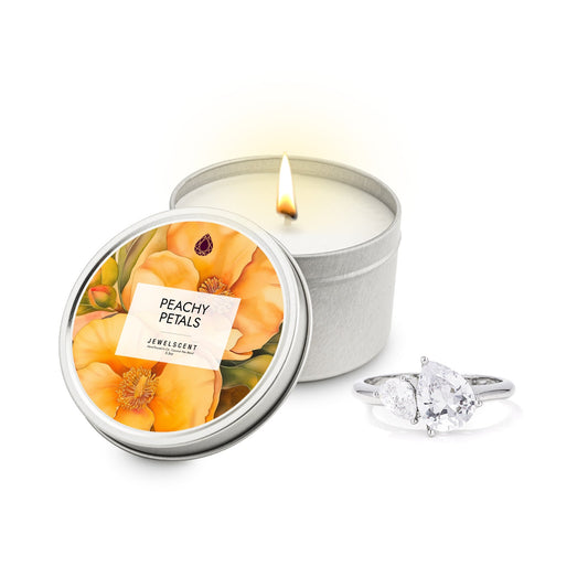 Peachy Petals 5.5oz Tin Jewelry Candle by JewelScent