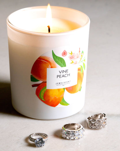 Vine Peach 10oz Signature Jewelry Candle by JewelScent
