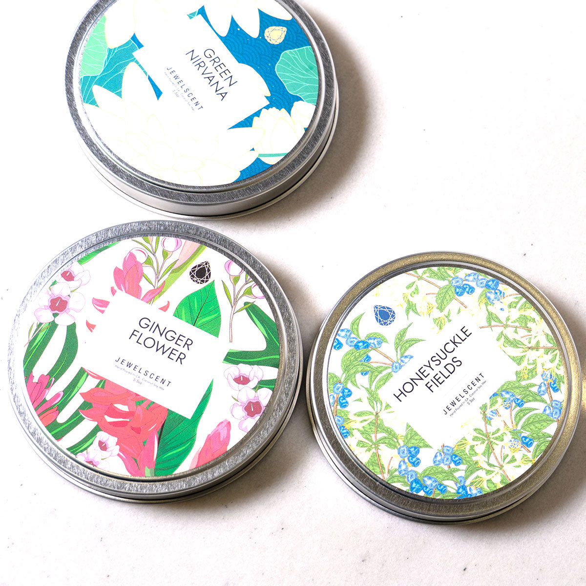 Ginger Flower Candle - 5.5oz Tin Jewelry Candle by JewelScent