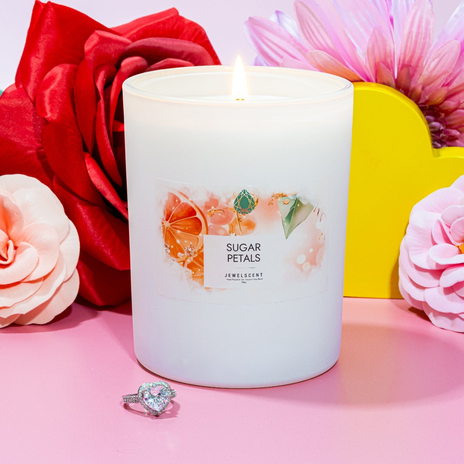Sugar Petals 18oz Home Jewelry Candle by JewelScent