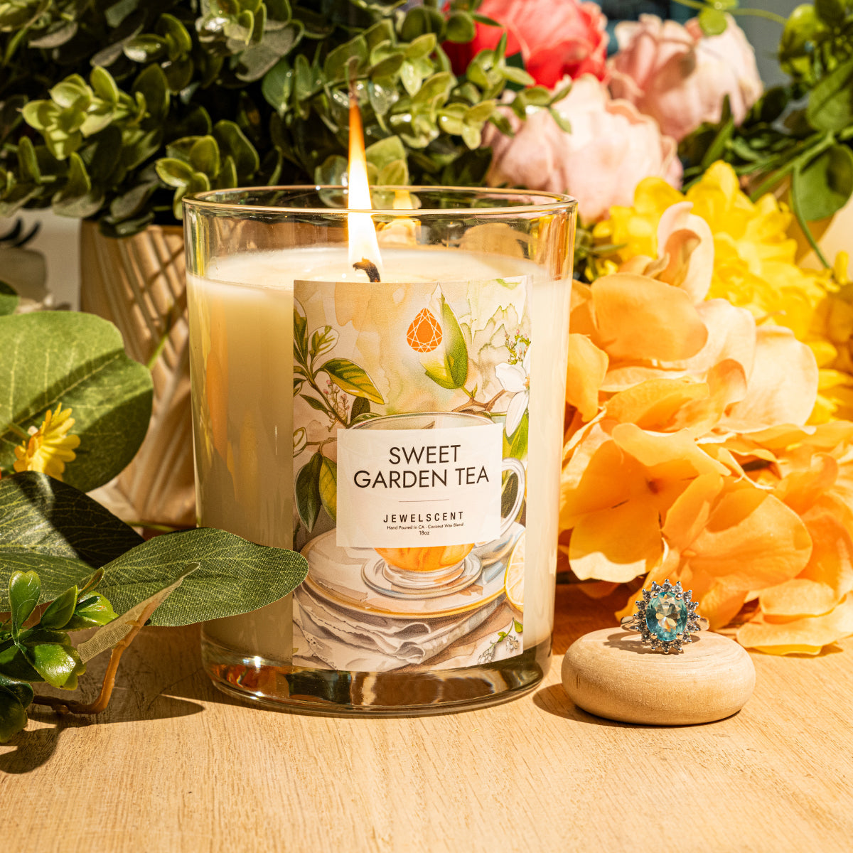 Sweet Garden Tea 18oz Home Jewelry Candle by JewelScent